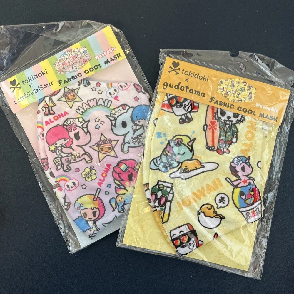 New! TOKIDOKI X Little Twin Stars & Gudetama Sanrio Fabric Cool Face Masks RARE